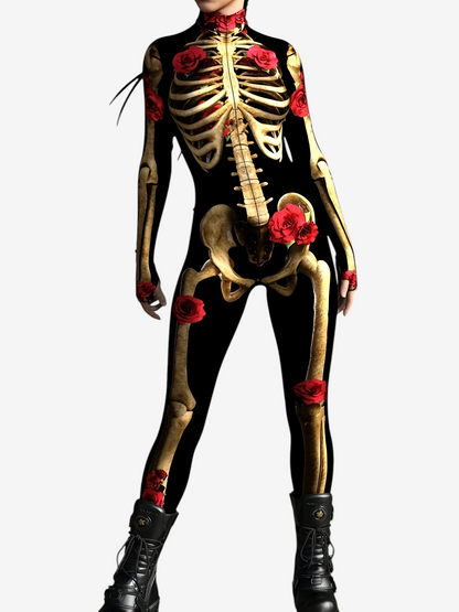Dame Jumpsuit Skeletprint Stretch Halloween | BoneBloom