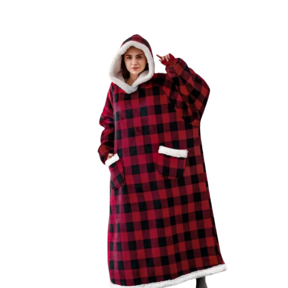 Hoodie Tæppe Oversized Sherpa Fleece Mikrofleece Hættetrøje | Bruna