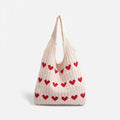 Tote taske broderet hjerte polyester daglig | Lucero