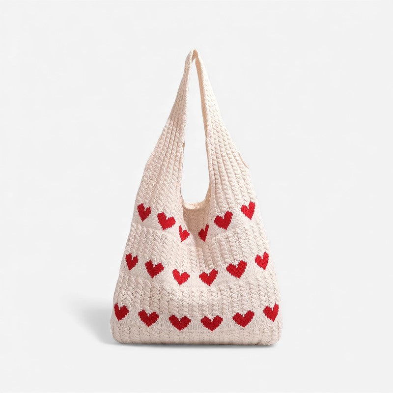 Tote taske broderet hjerte polyester daglig | Lucero
