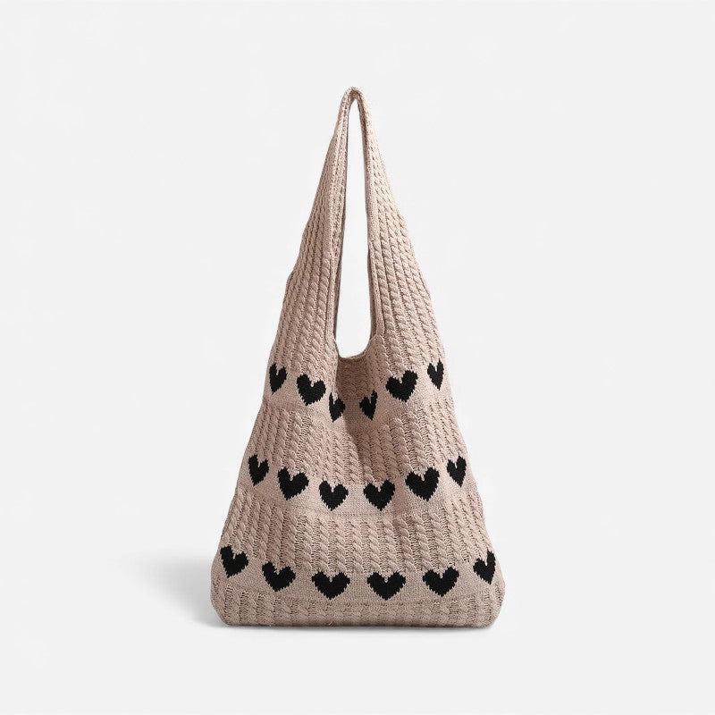 Tote taske broderet hjerte polyester daglig | Lucero
