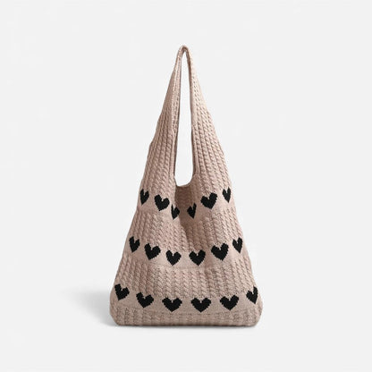 Tote taske broderet hjerte polyester daglig | Lucero