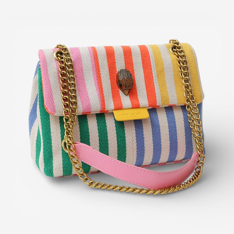 Skuldertaske stribet polyester let daglig | Camila