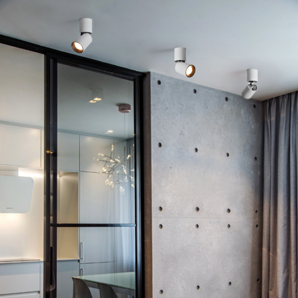 Moderne zylinderstrahler i aluminium med justerbart LED-lys | Mateo