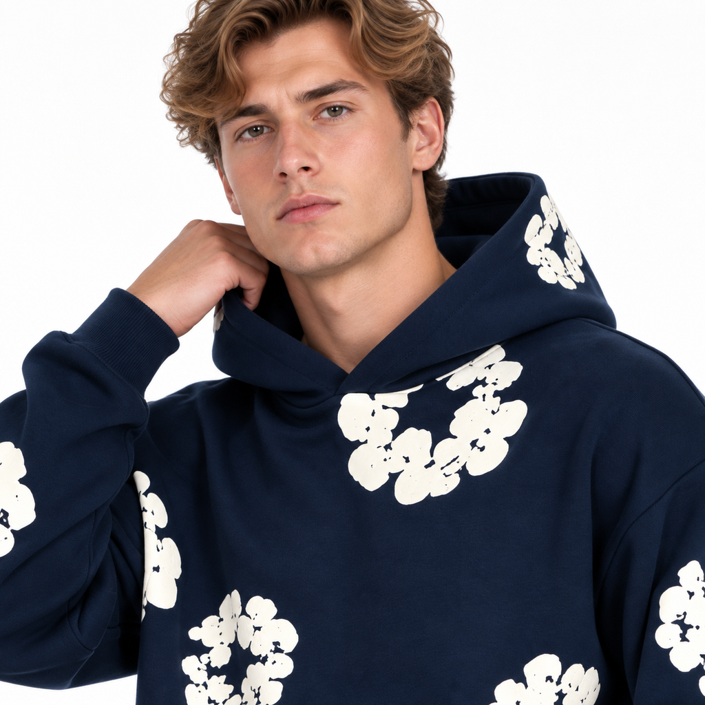 Unisex todelt træningssæt med blomsterprint hoodie og matchende bukser | Anaïs