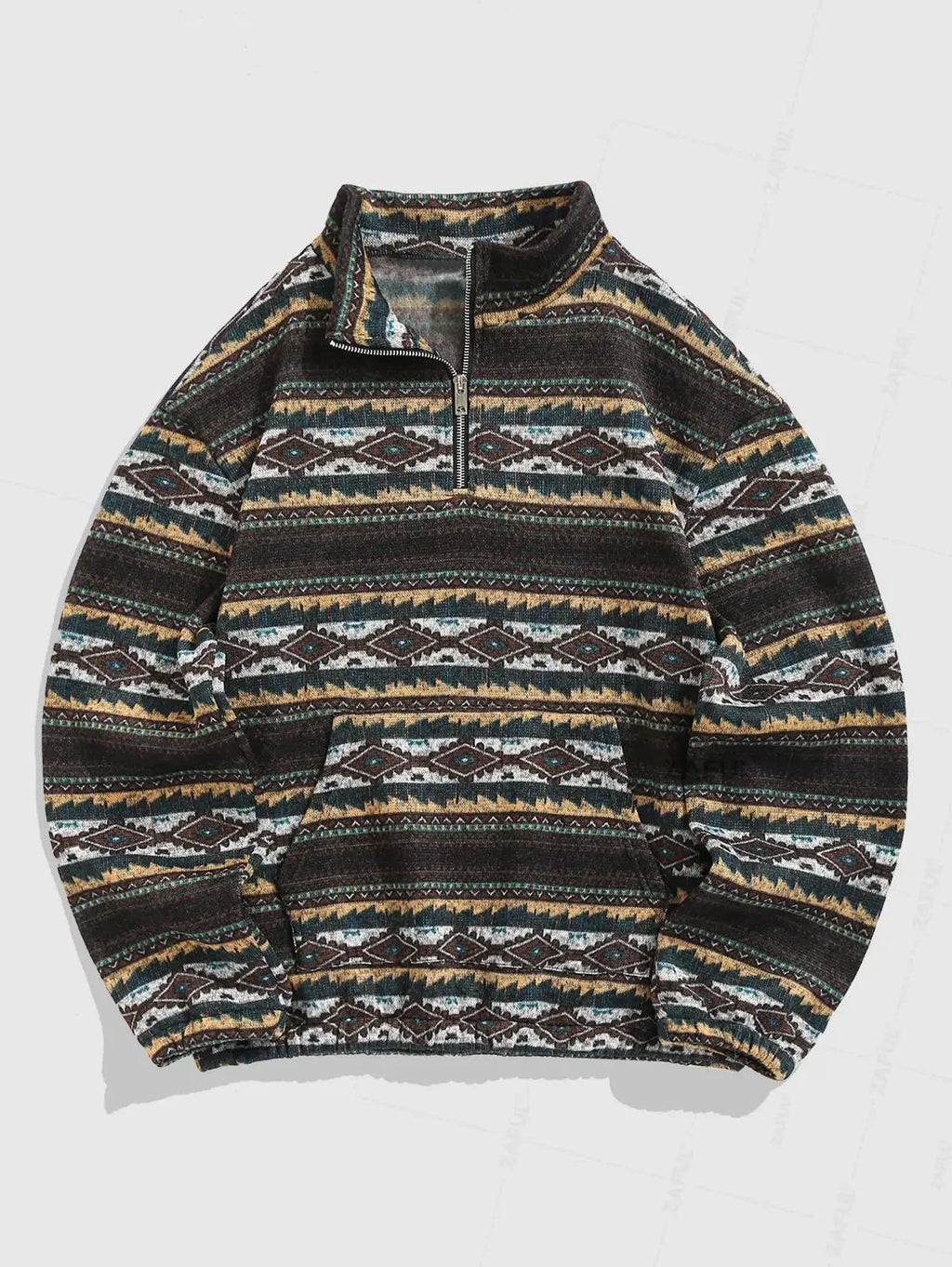 Strik Sweater Oversized Pasform Etnisk Mønster Blød Kvalitet | Zentaro