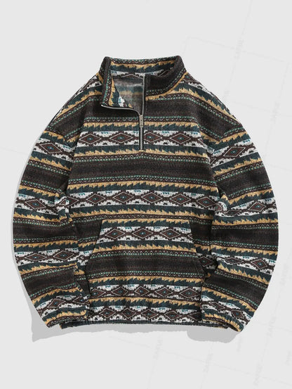 Strik Sweater Oversized Pasform Etnisk Mønster Blød Kvalitet | Zentaro
