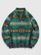 Strik Sweater Oversized Pasform Etnisk Mønster Blød Kvalitet | Zentaro