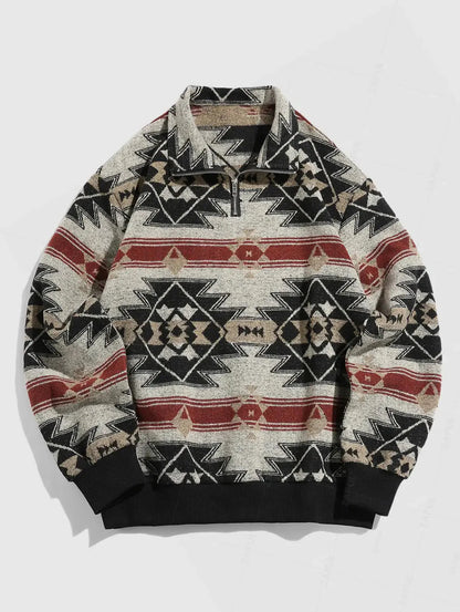 Strik Sweater Oversized Pasform Etnisk Mønster Blød Kvalitet | Zentaro