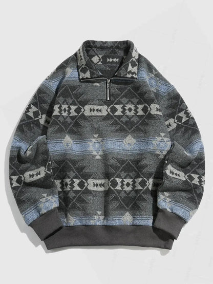 Strik Sweater Oversized Pasform Etnisk Mønster Blød Kvalitet | Zentaro