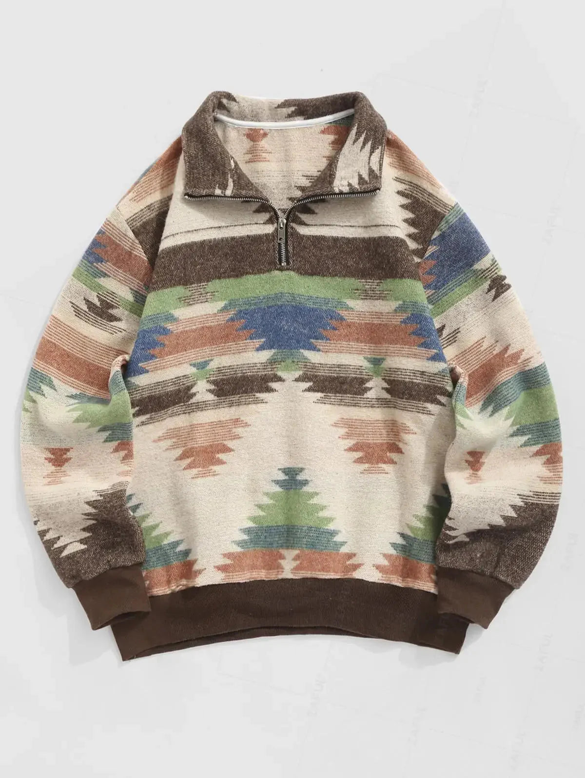 Strik Sweater Oversized Pasform Etnisk Mønster Blød Kvalitet | Zentaro