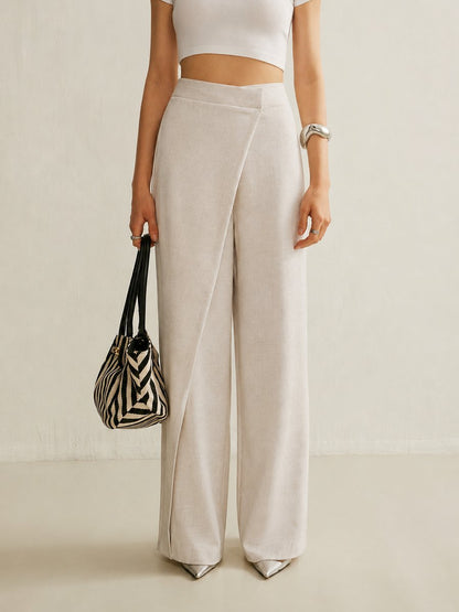 Women's High-Waist Asymmetric Wrap Wide Leg Trousers