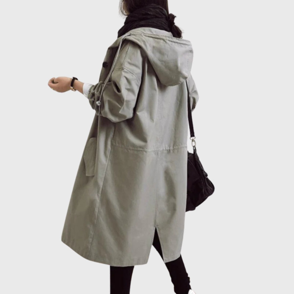 Women's Hooded Water-Repellent Oversized Long Trench Coat