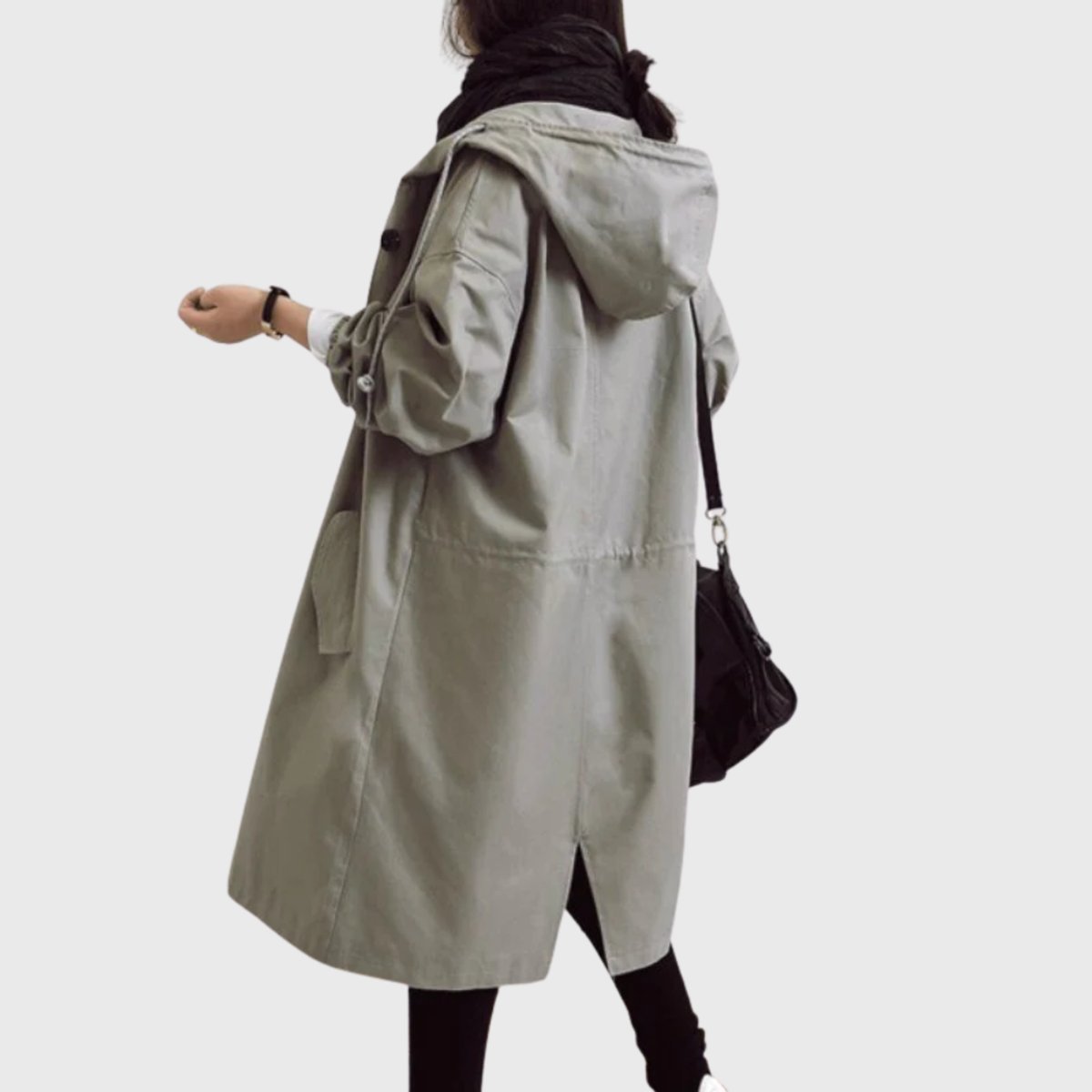 Women's Hooded Water-Repellent Oversized Long Trench Coat