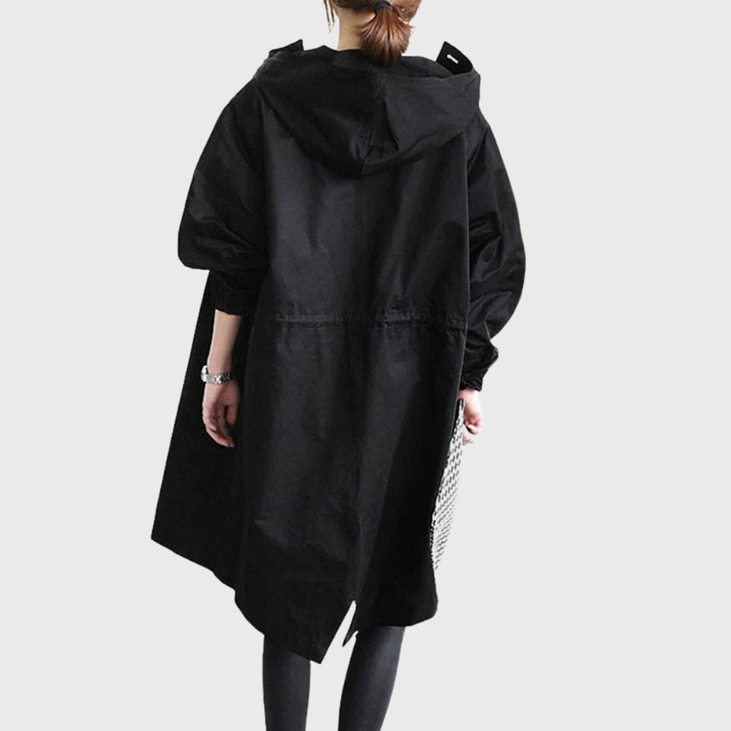 Women's Hooded Water-Repellent Oversized Long Trench Coat