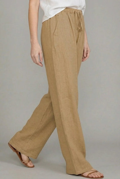 Women's Linen Wide Leg Pants Elasticated Drawstring Trousers