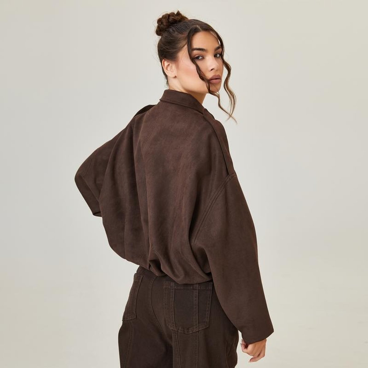 Bomberjakke Oversized Ruskindslook Vintage | Mona