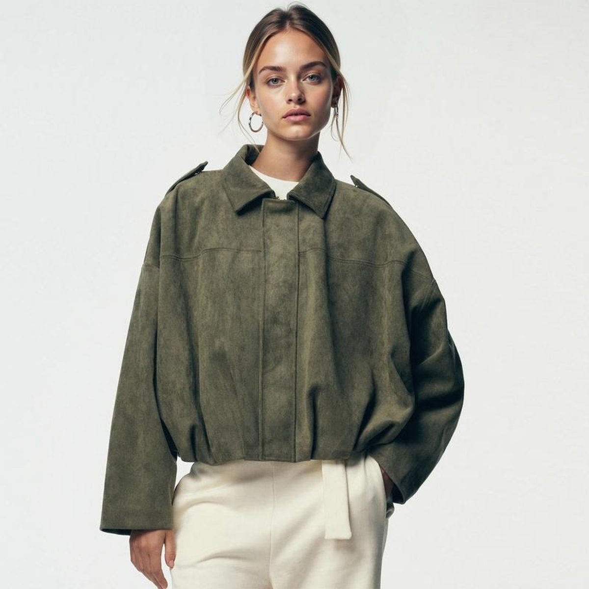 Bomberjakke Oversized Ruskindslook Vintage | Mona