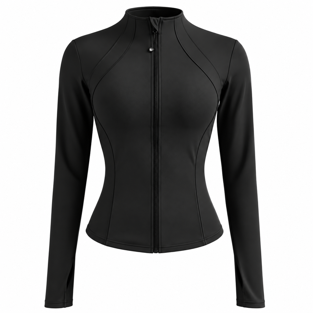 Slim fit sportjakke til kvinder med lange ærmer og lynlås | Isadora